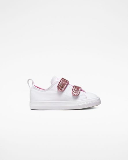 Tenis Converse Chuck Taylor All Star Easy-On Glitter Alças Cano Baixo Menina Branco Laranja Rosa Branco | PT R0P3714